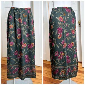90s Green Floral Skirt